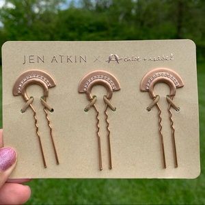 Jen Atkin x C+I Rose Gold Fan Hair Pin Trio
